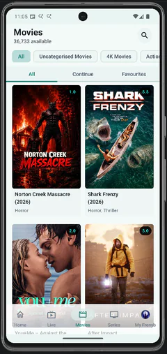 Frenyb TV movie browsing on a phone